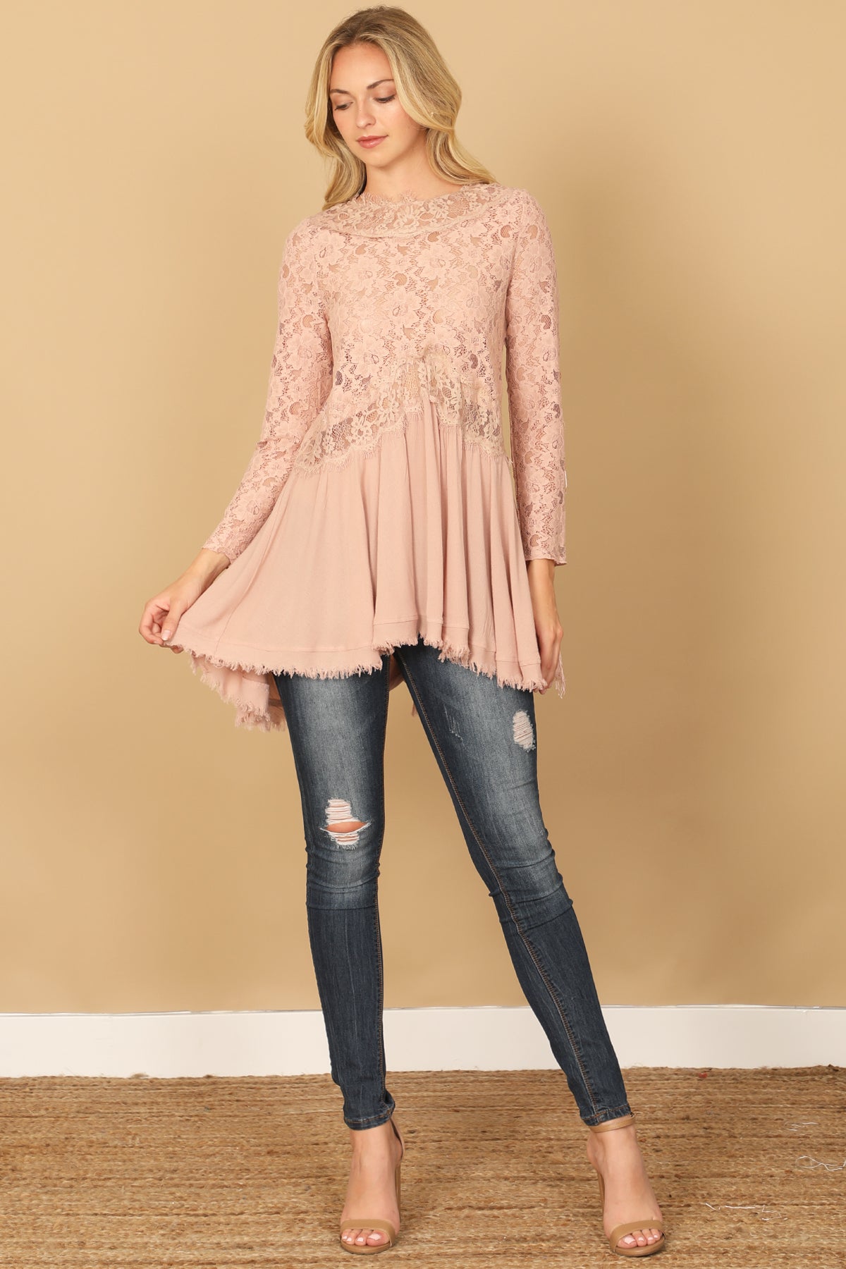 LACE TASSEL SLEEVE TOP 2-2-2