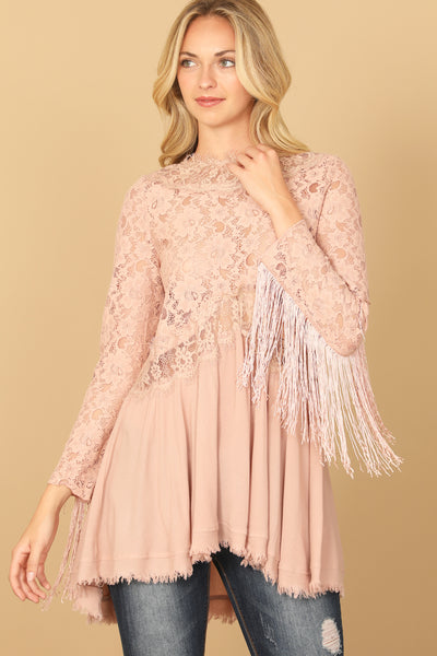 LACE TASSEL SLEEVE TOP 2-2-2