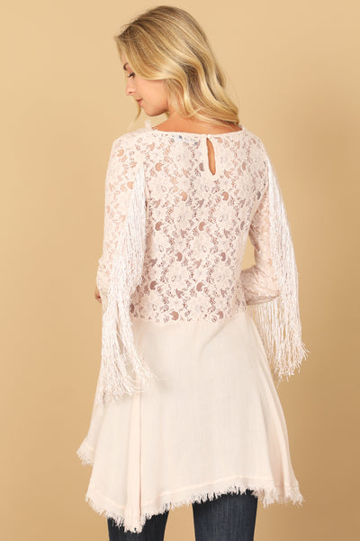 LACE TASSEL SLEEVE TOP 2-2-2