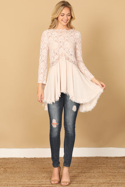 LACE TASSEL SLEEVE TOP 2-2-2