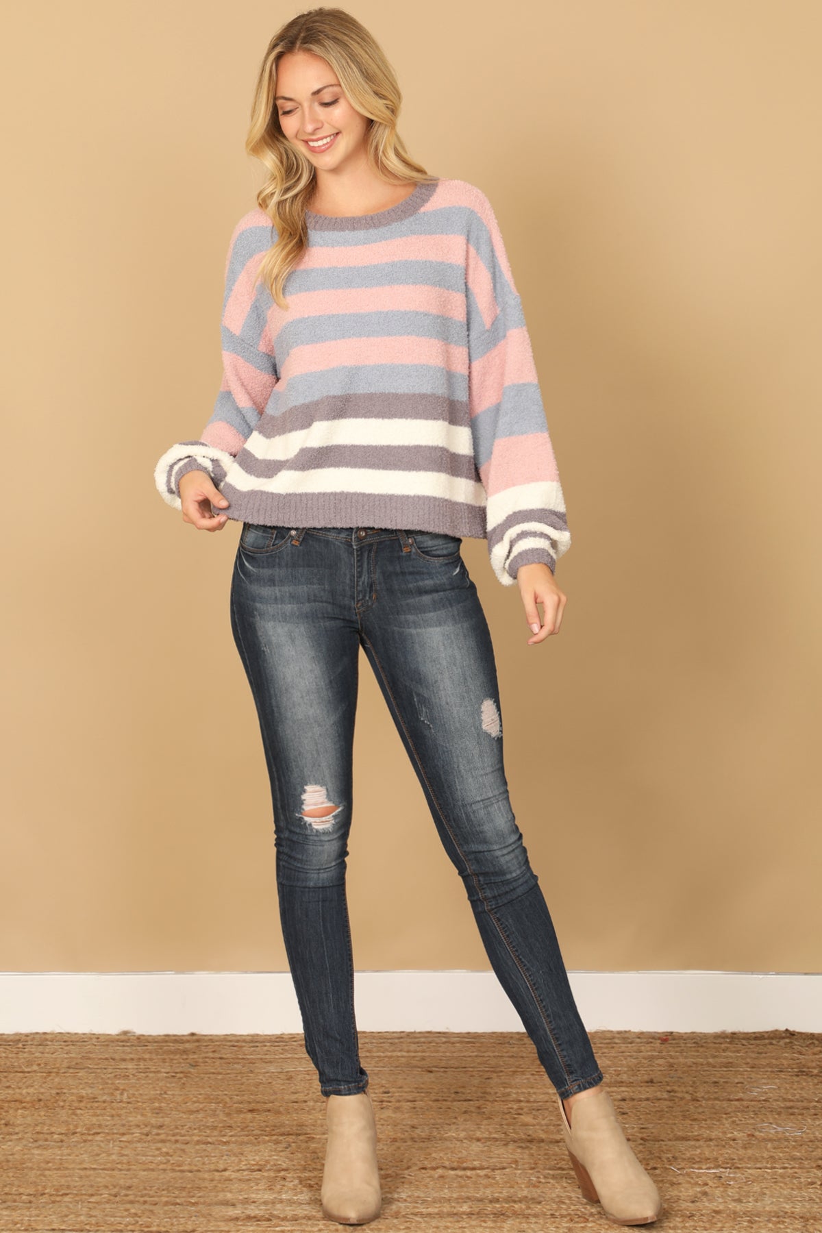 BLUE ROSE STRIPES WOOL SWEATER 2-2-2