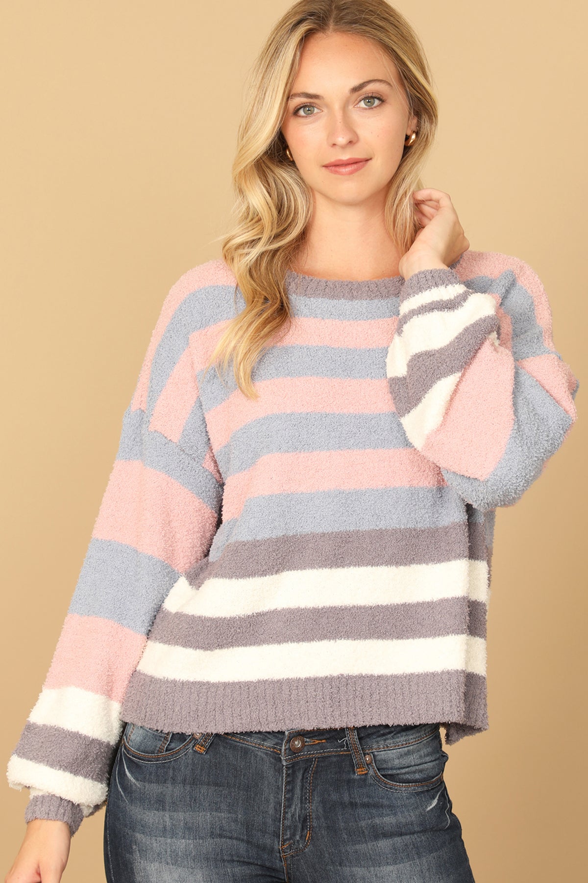 BLUE ROSE STRIPES WOOL SWEATER 2-2-2