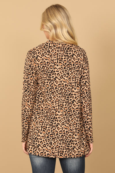 TAUPE BLACK LEOPARD OPEN CARDIGAN 2-2-1