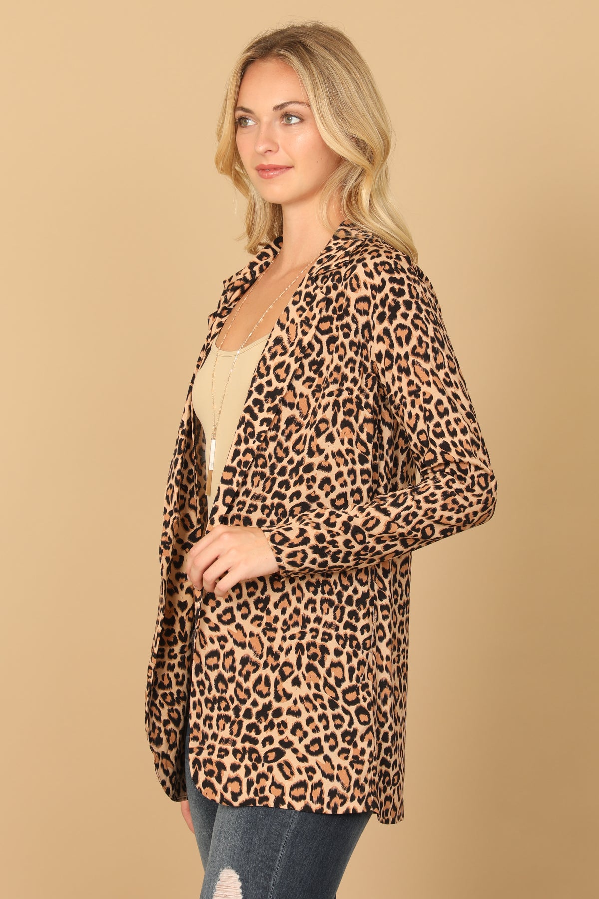 TAUPE BLACK LEOPARD OPEN CARDIGAN 2-2-1