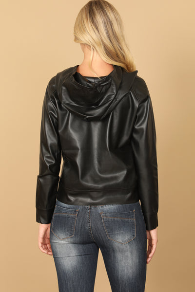 LEATHER DRAWSTRING HOODIE TOP 2-2-1