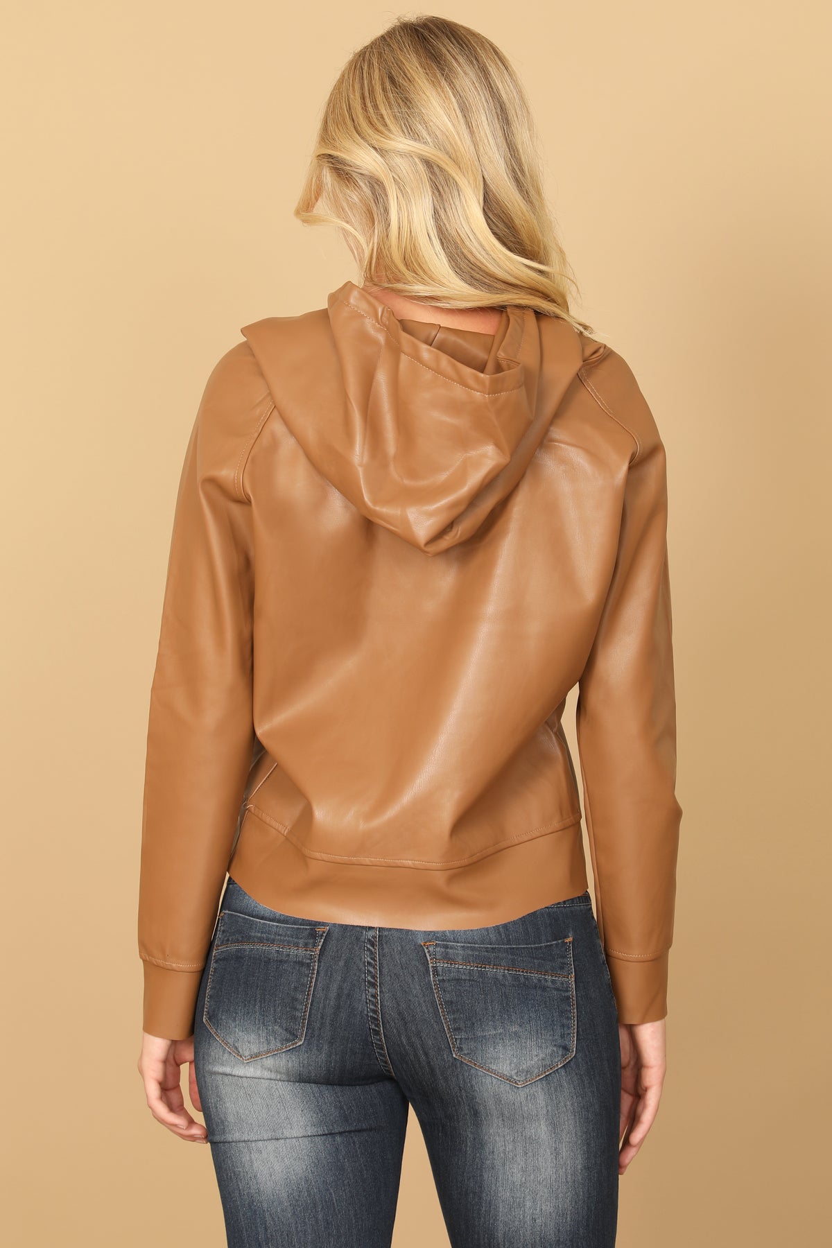 LEATHER DRAWSTRING HOODIE TOP 2-2-1