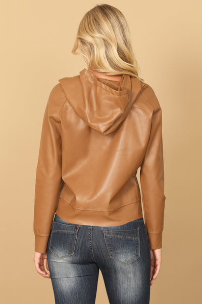 LEATHER DRAWSTRING HOODIE TOP 2-2-1