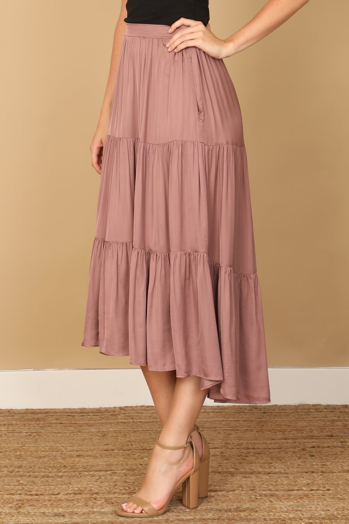 PLEATED SKIRT MIDI SKIRT 2-2-1