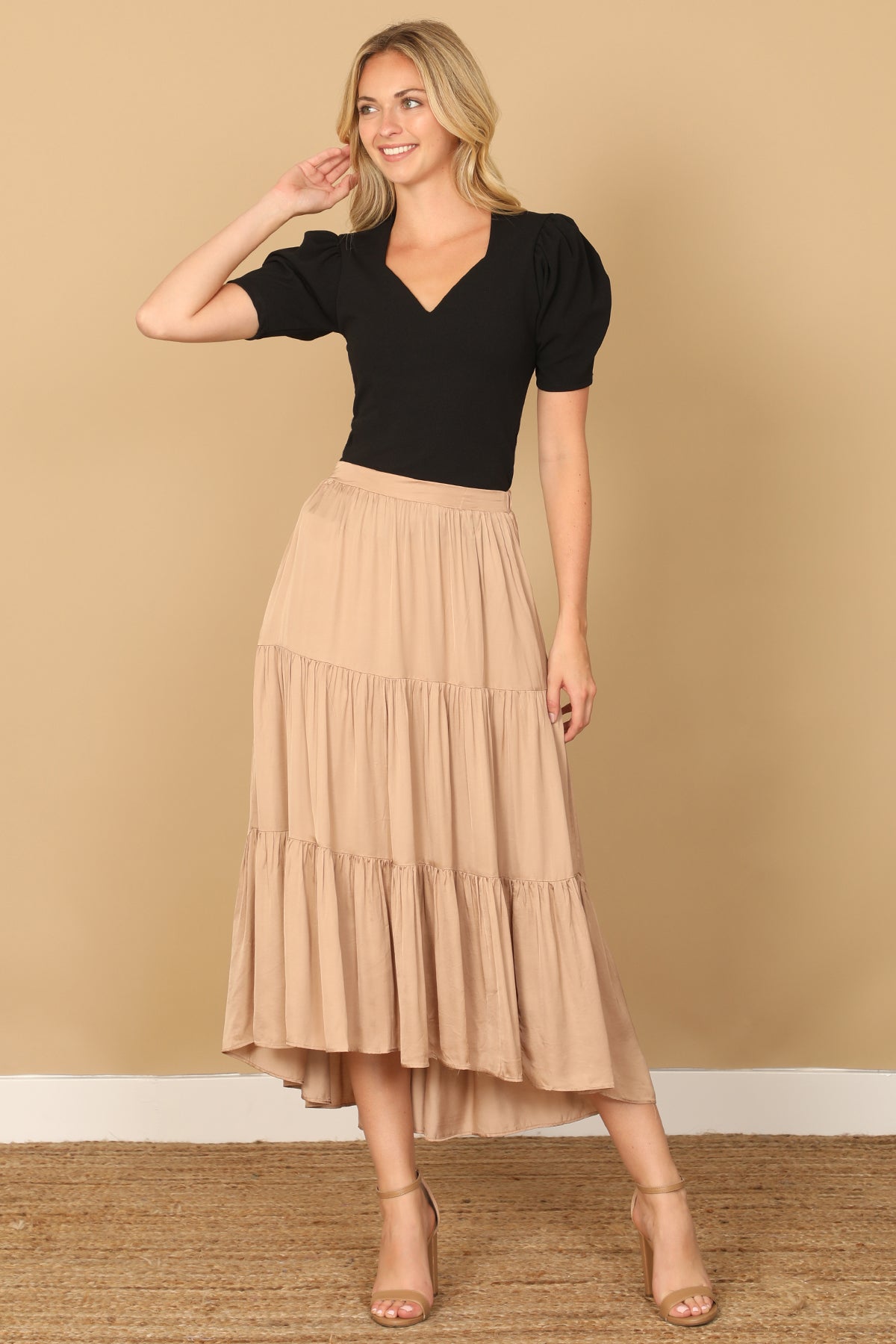 PLEATED SKIRT MIDI SKIRT 2-2-1