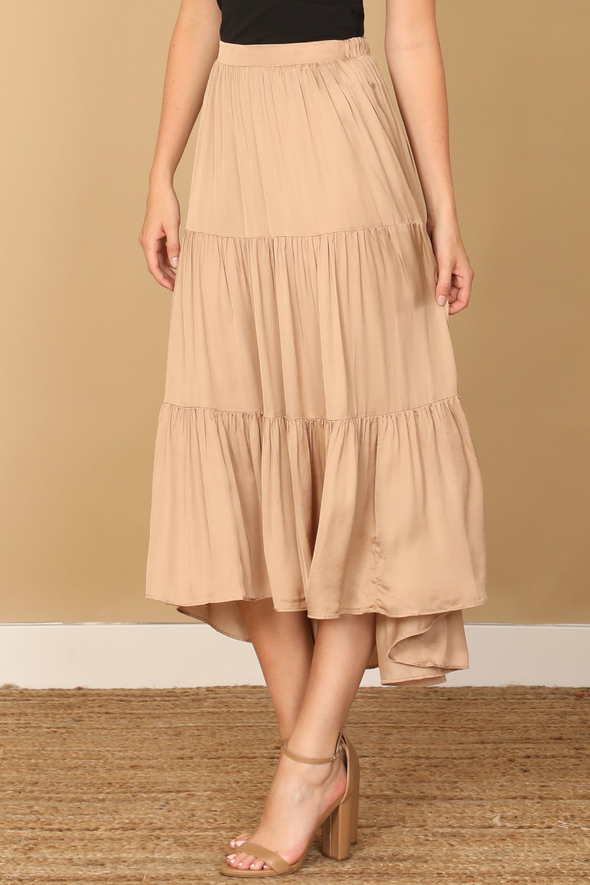 PLEATED SKIRT MIDI SKIRT 2-2-1