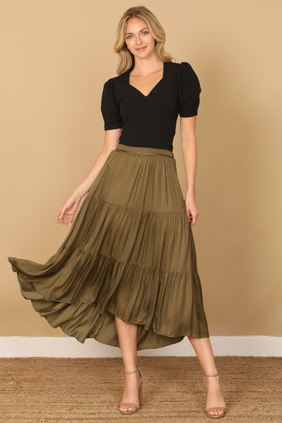 PLEATED SKIRT MIDI SKIRT 2-2-1