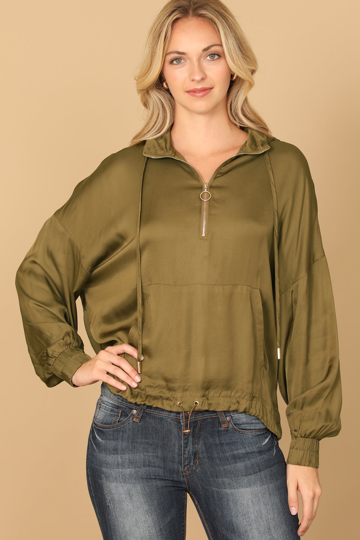 HOODED DRAWSTRING TOP 2-2-1