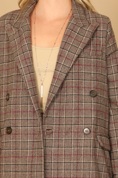 BROWN MULBERRY PLAID BLAZER 2-2-2