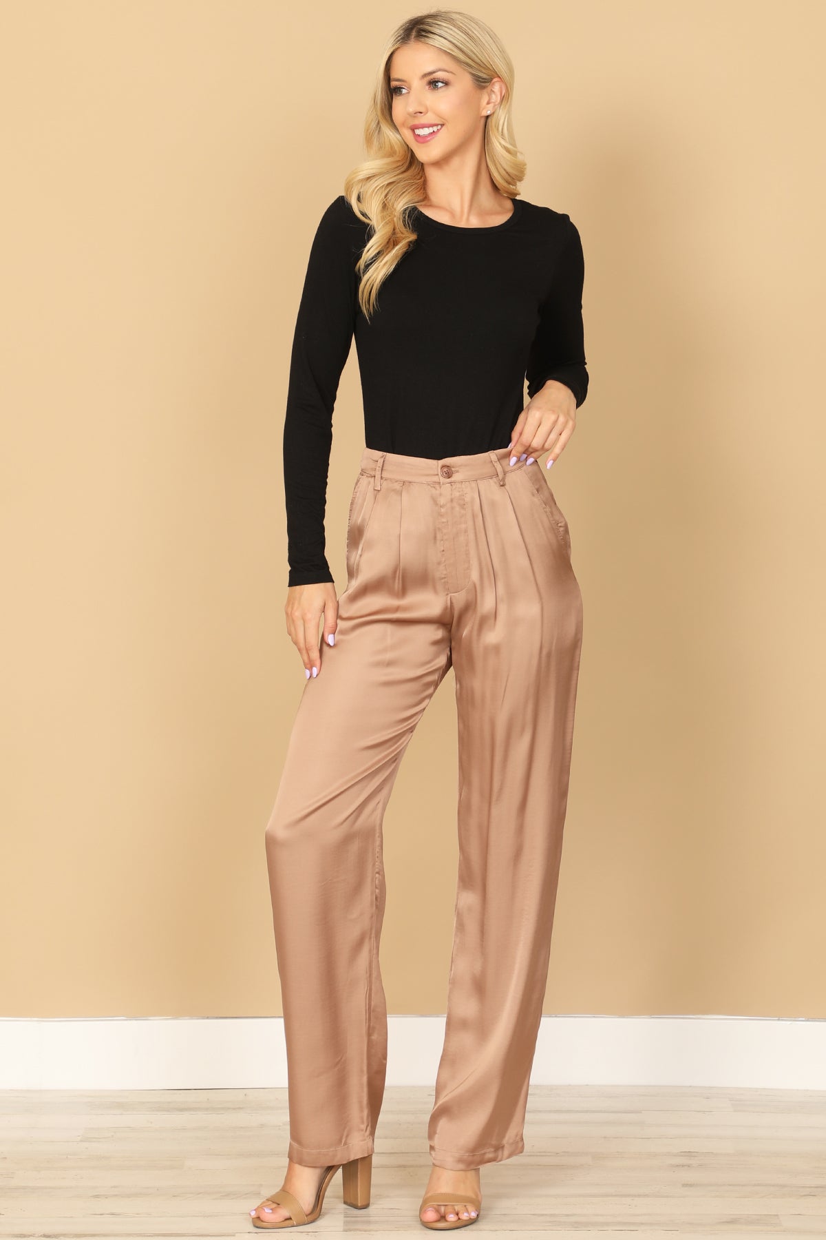 SATINY STRAIGHT PANTS 2-2-1