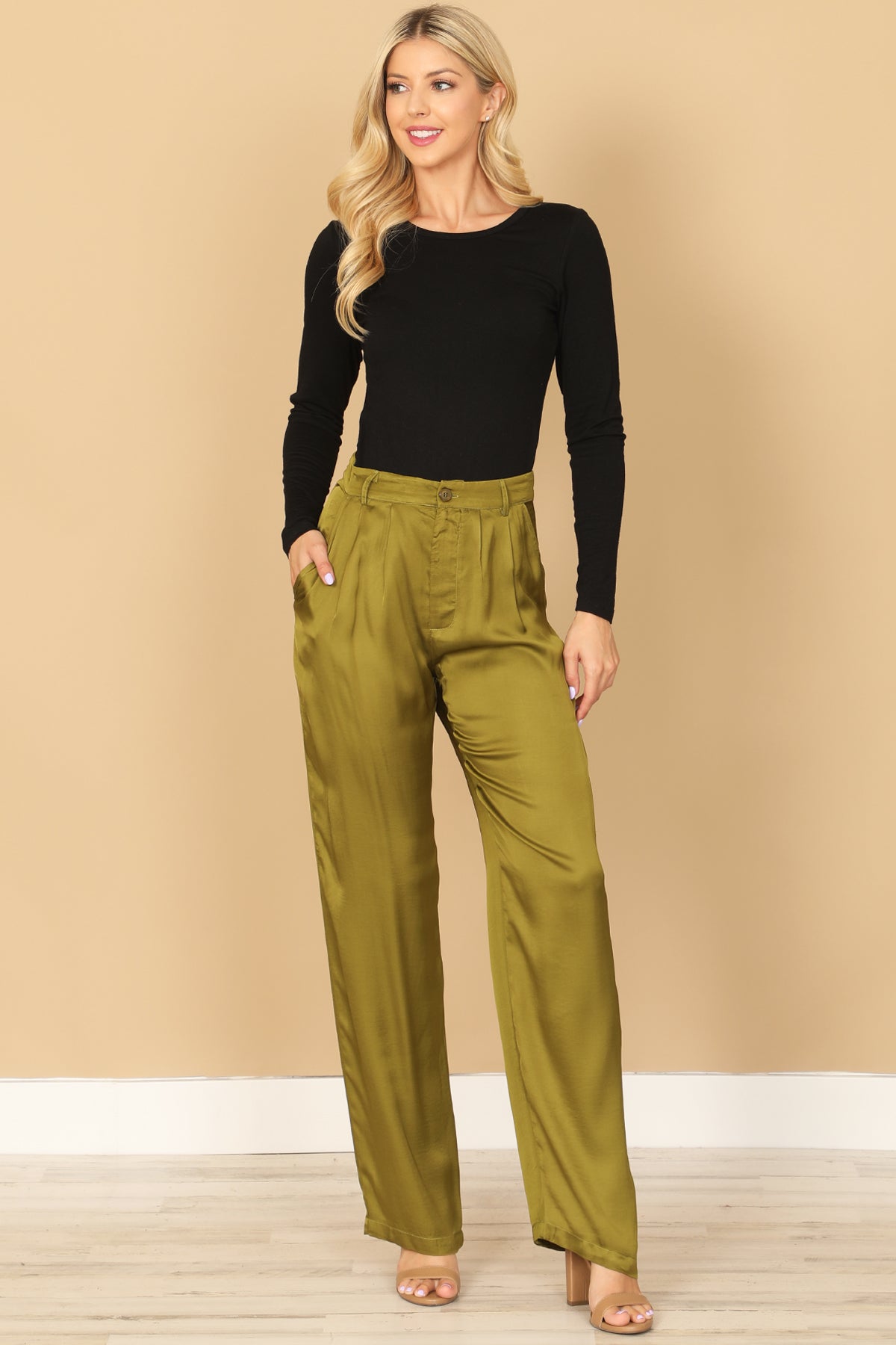 SATINY STRAIGHT PANTS 2-2-1