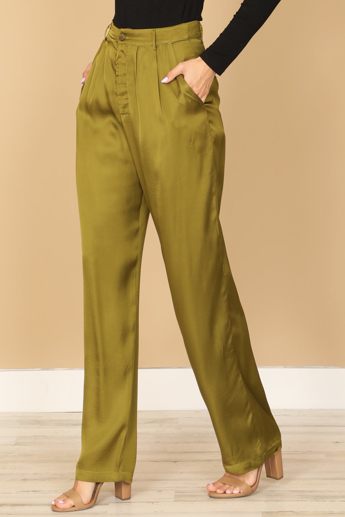 SATINY STRAIGHT PANTS 2-2-1