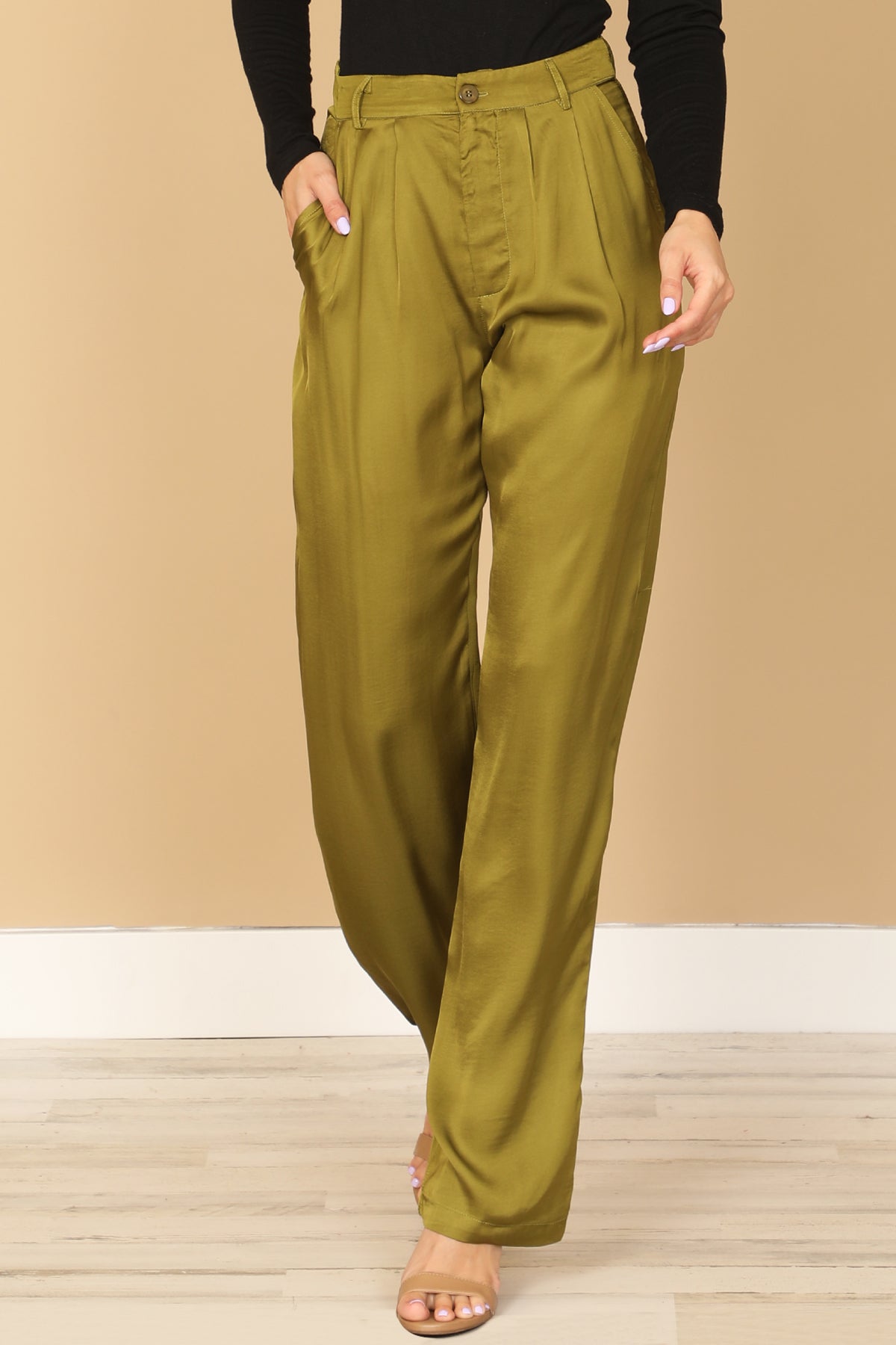 SATINY STRAIGHT PANTS 2-2-1