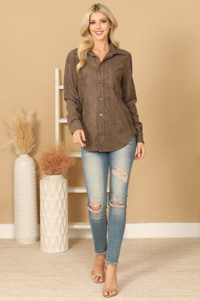 OLIVE LONG SLEEVE BUTTON DOWN TOP 2-2-1