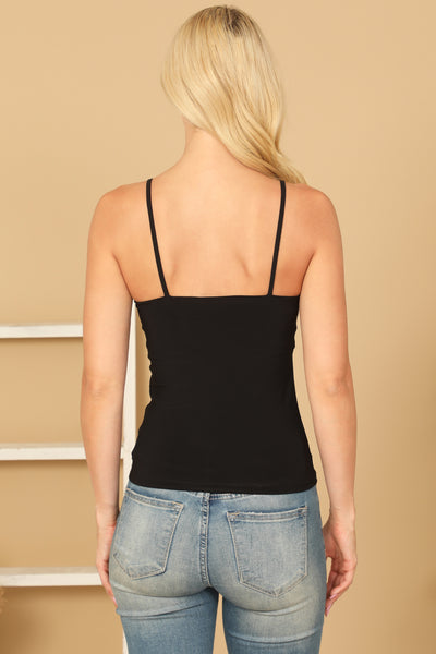 BLACK SCOOP NECK SPAGHETTI STRAP SOLID TOP 2-2-1