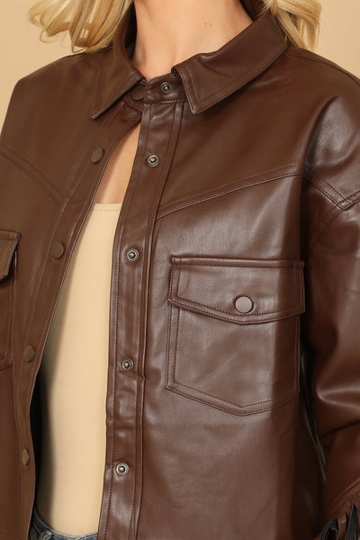 BROWN LEATHER TASSEL JACKET 2-2-1