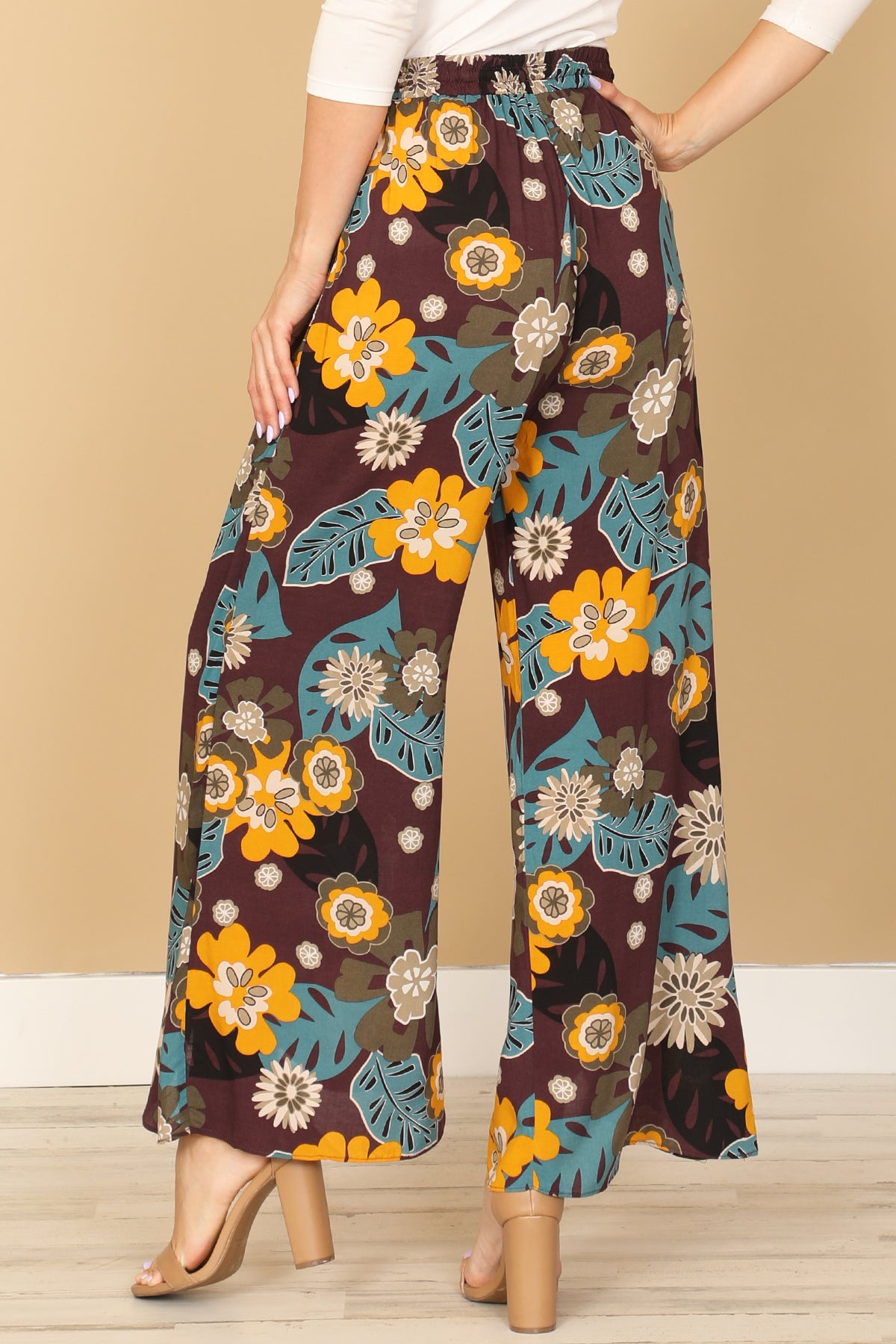 PURPLE YELLOW PRINTED TULIP PANTS 2-2-1