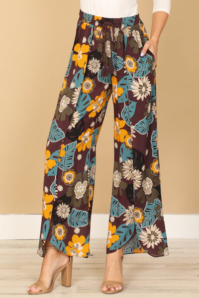 PURPLE YELLOW PRINTED TULIP PANTS 2-2-1