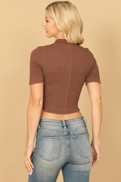 BROWN SHIRRING CROP TOP 2-2-1