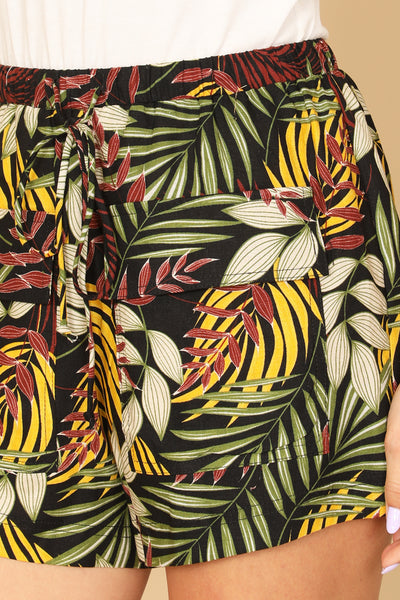 BLACK TROPICAL FRONT POCKET SHORT 2-2-1