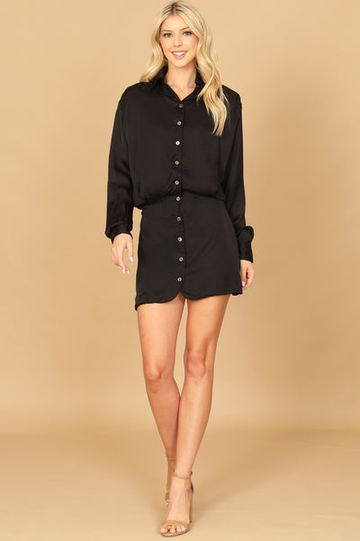 BUTTON DOWN BLOUSON SOLID DRESS 2-2-1