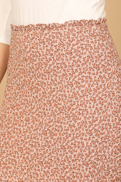 BLUSH FLORAL SMOCKED BODYCON SKIRT 2-2-1