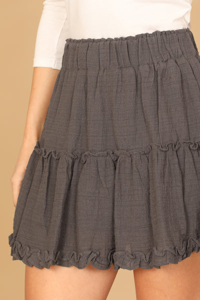 RUFFLE TIERED MINI SKIRT 2-2-1