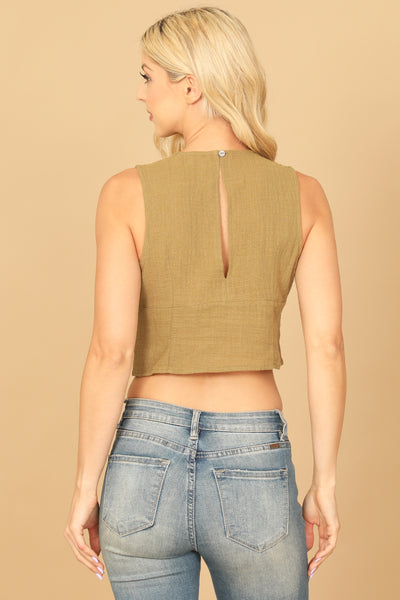 PLUNGING LACE RUCHED FRONT CROP TOP 2-2-1