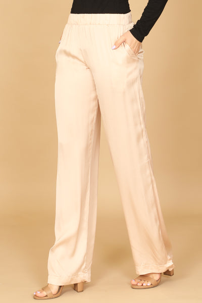 CHAMPAGNE SATINY STRAIGHT PANTS 2-2-1