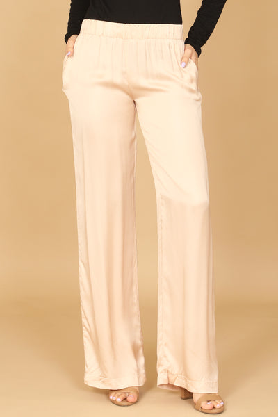 CHAMPAGNE SATINY STRAIGHT PANTS 2-2-1