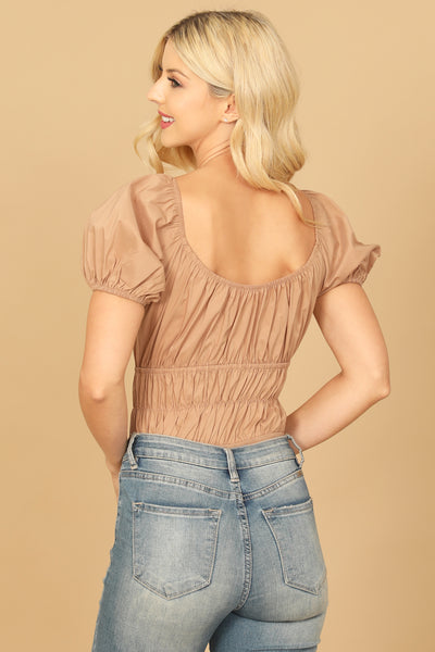 PUFF SLEEVE PLEATED BODYSUIT 2-2-1