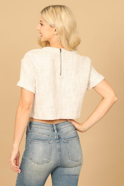 NATURAL IVORY TEXTURED CROP TOP 2-2-1