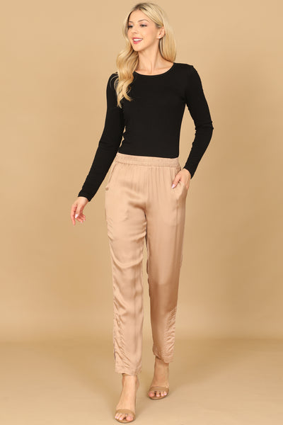 SKINNY SIDE SLIT SOLID PANTS 2-2-1