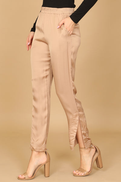 SKINNY SIDE SLIT SOLID PANTS 2-2-1