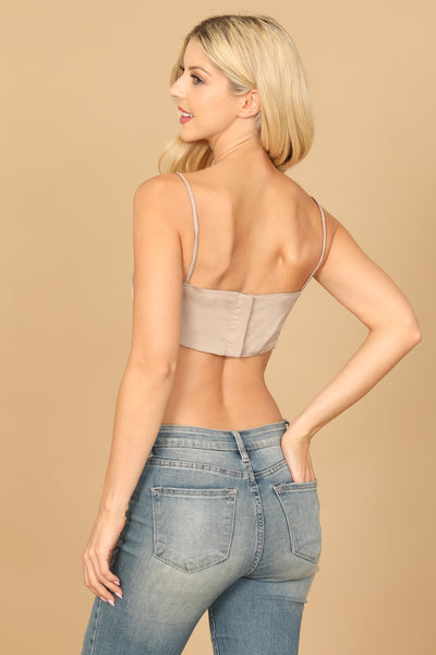 SPAGHETTI STRAP SATINY CROP TOP 2-2-1