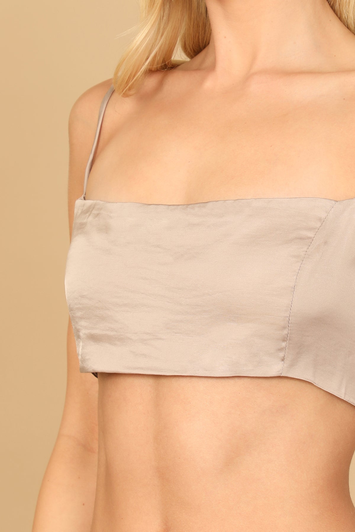 SPAGHETTI STRAP SATINY CROP TOP 2-2-1