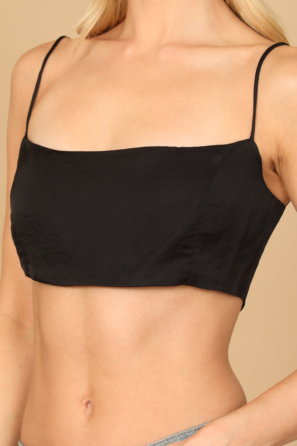 SPAGHETTI STRAP SATINY CROP TOP 2-2-1