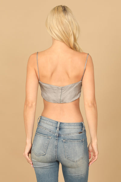 SPAGHETTI STRAP SATINY CROP TOP 2-2-1