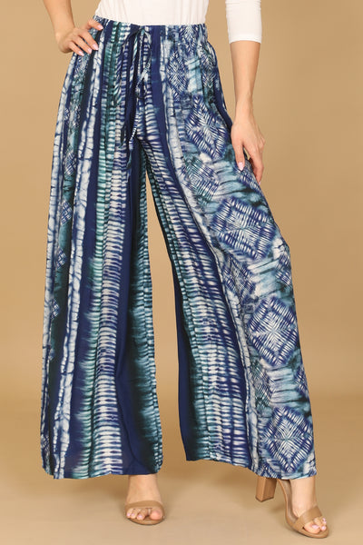 NAVY WHITE WAIST TIE TIE-DYE SQUARE PANTS 2-2-1