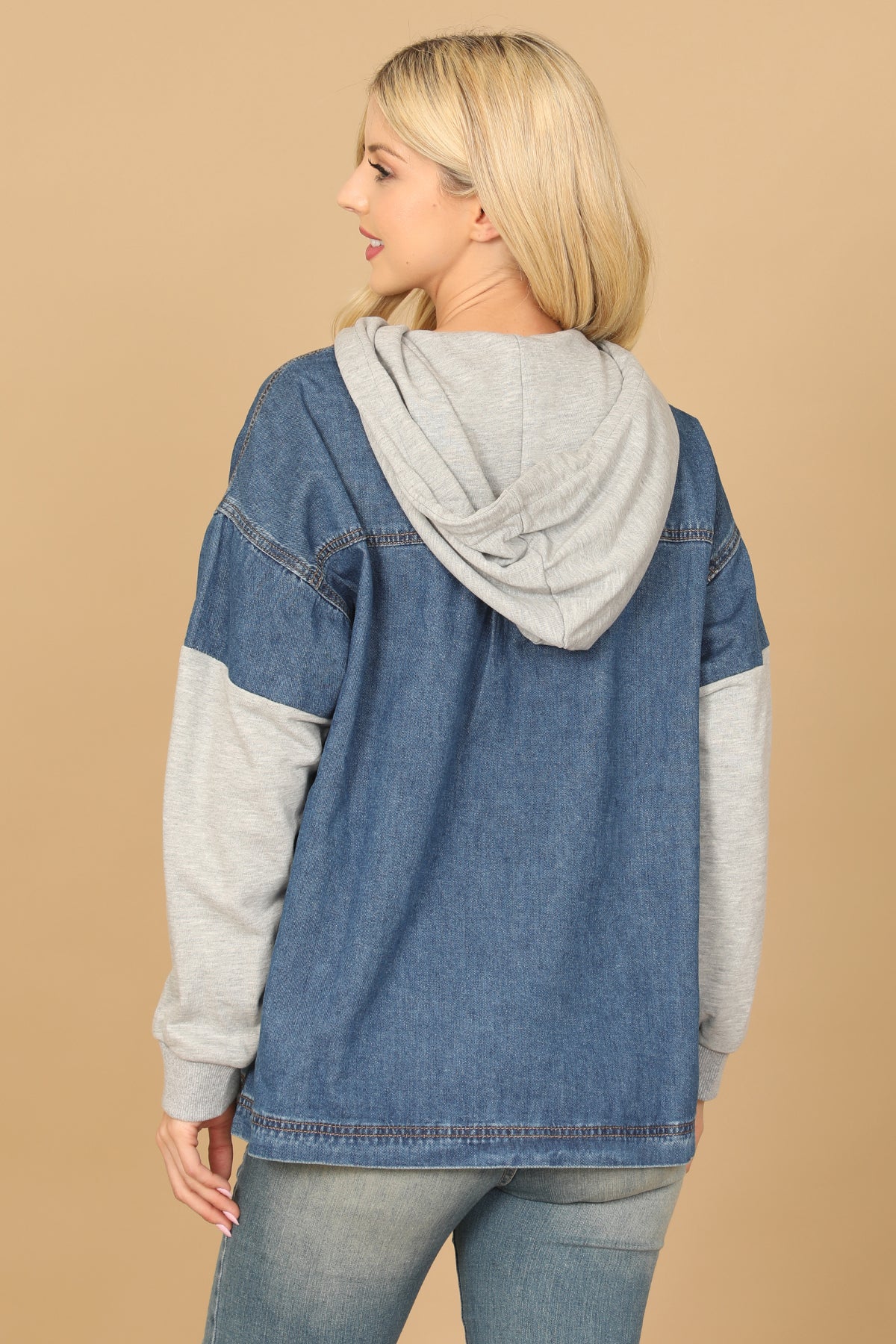 DARK DENIM KANGAROO POCKET HOODIE 2-2-2