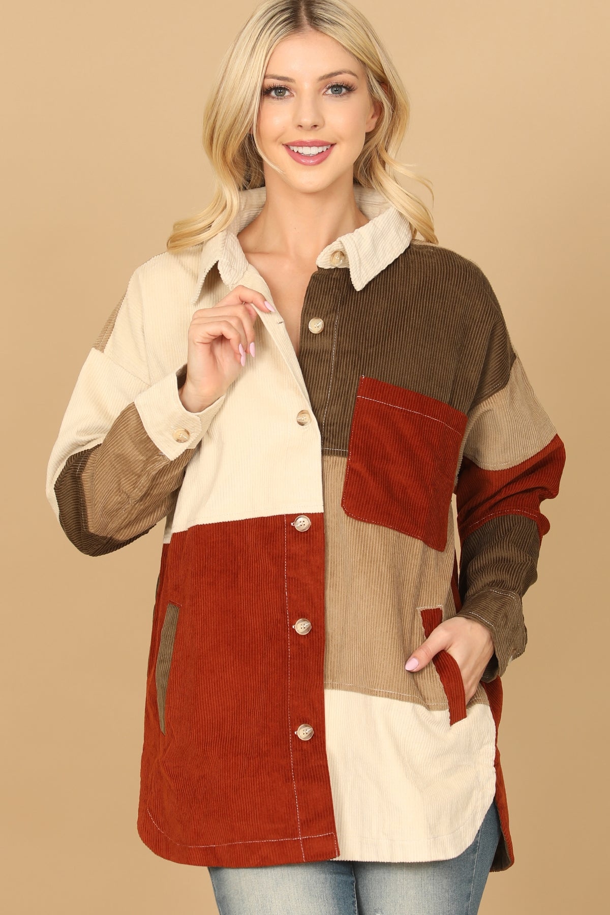 OLIVE RUST COLOR BLOCK JACKET 2-2-2