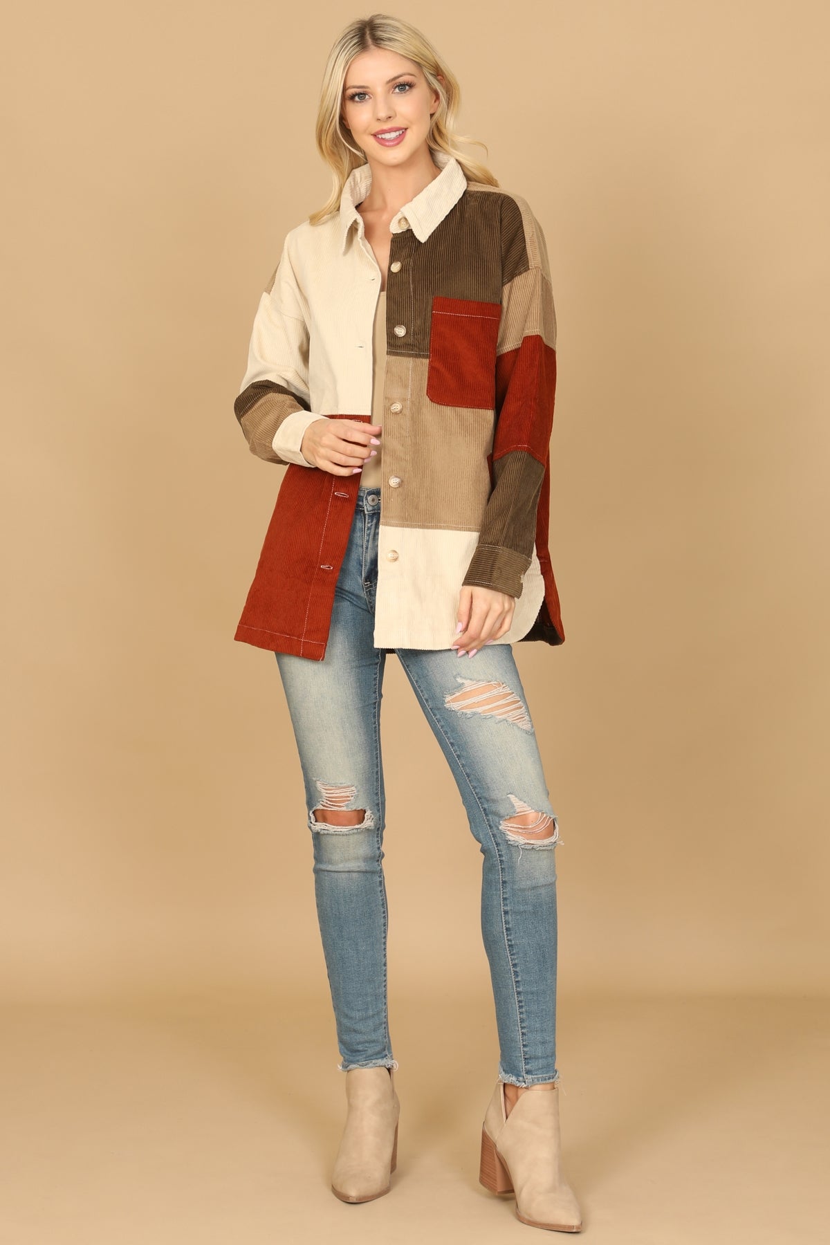 OLIVE RUST COLOR BLOCK JACKET 2-2-2