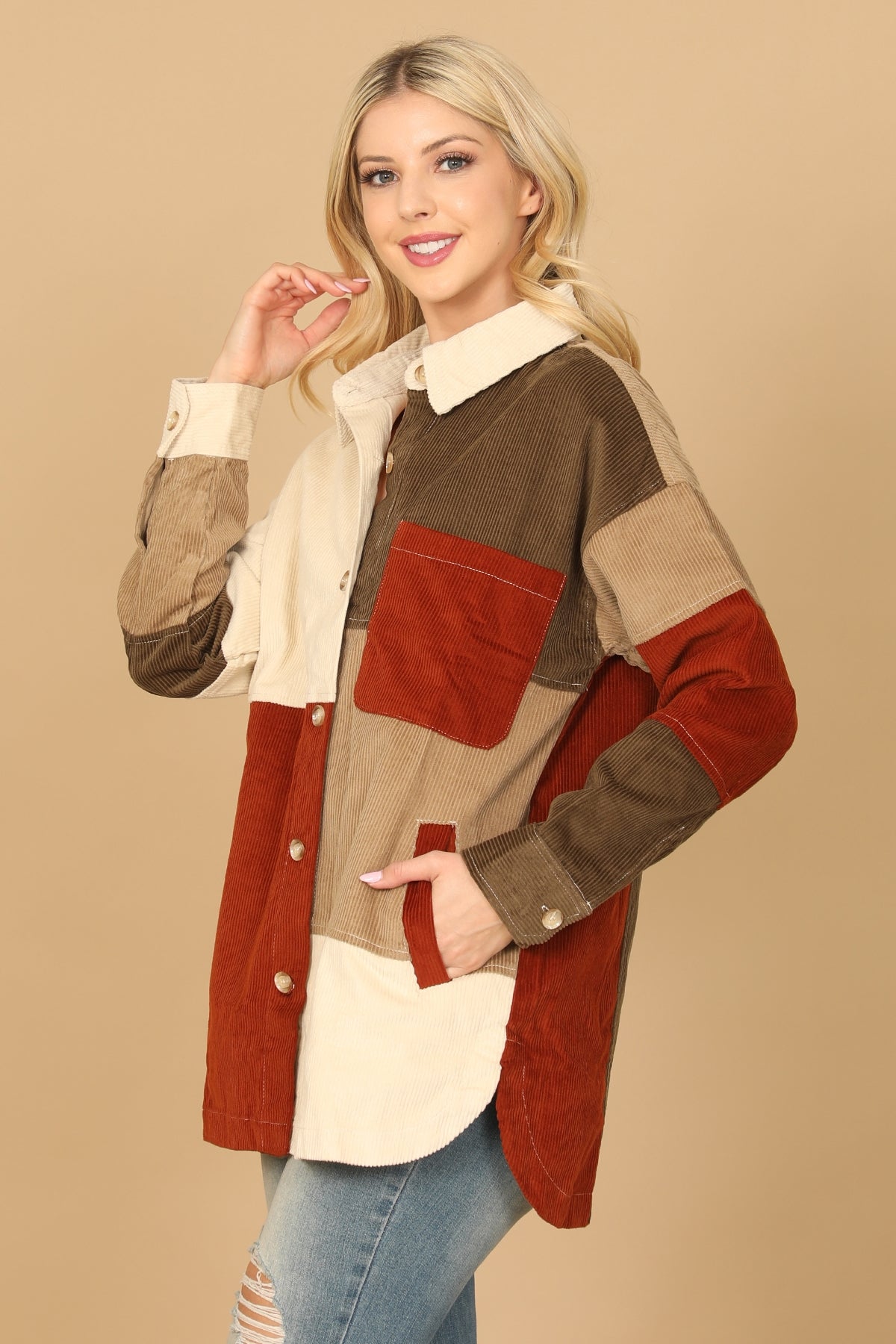 OLIVE RUST COLOR BLOCK JACKET 2-2-2