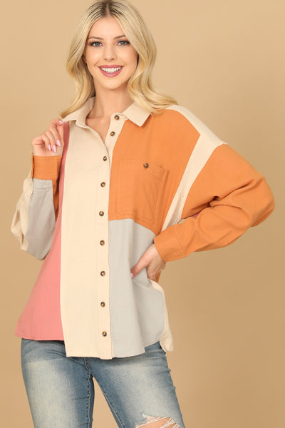 COLOR BLOCK LONG SLEEVE TOP 2-2-2
