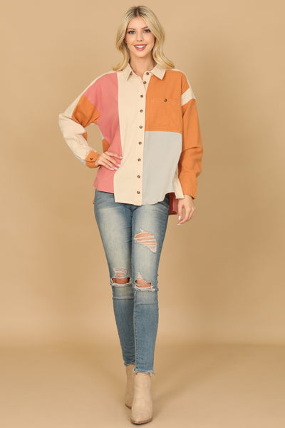 COLOR BLOCK LONG SLEEVE TOP 2-2-2