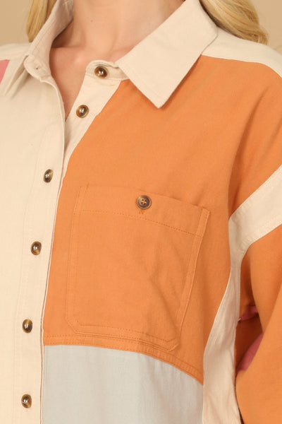 COLOR BLOCK LONG SLEEVE TOP 2-2-2